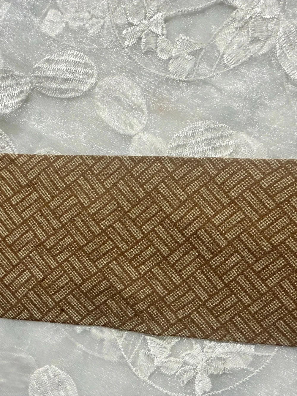Giorgio Armani Tan Brown Geometric Silk Tie